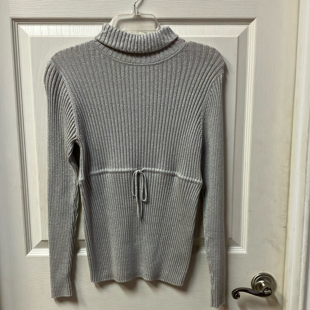 Ladies Maternity Silver Shimmery Turtleneck Sweater size M